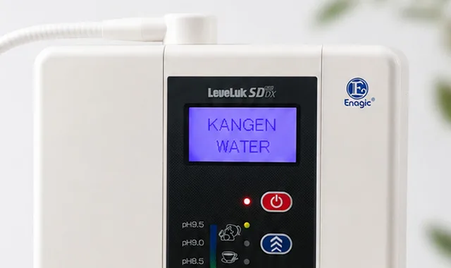 Das LCD-Display des SD501DX zeigt „Kangen Water" an